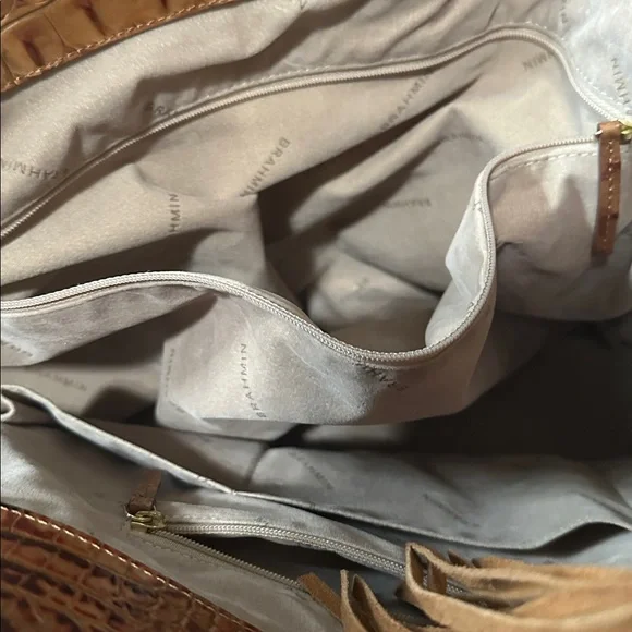 Brahmin Tan Croc-Embossed Leather Tote - Picture 4 of 9